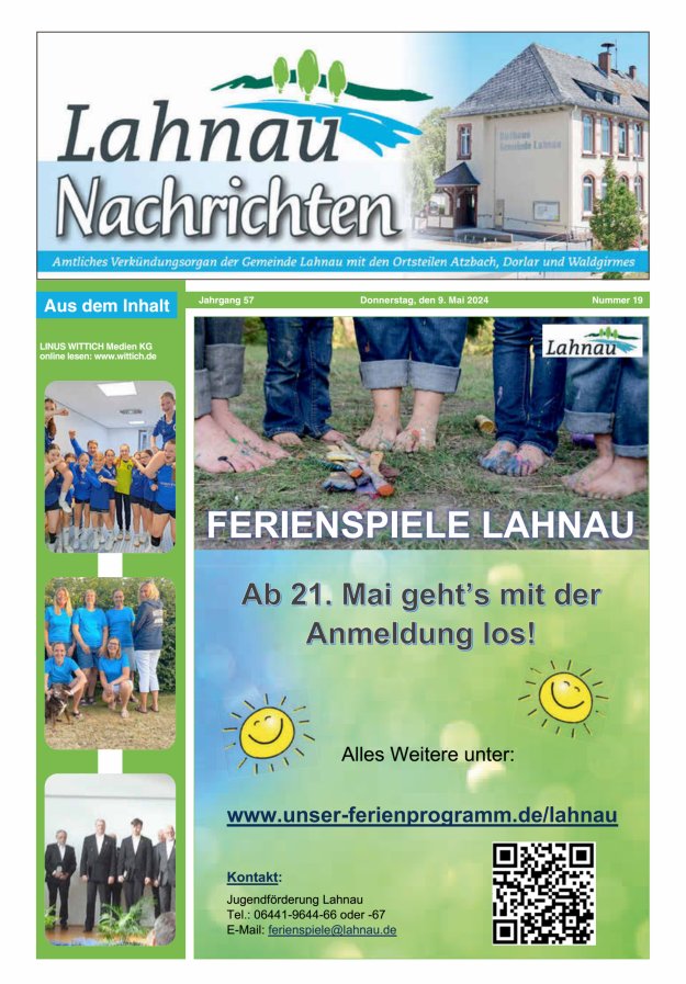 Lahnau Nachrichten Titelblatt 19/2024