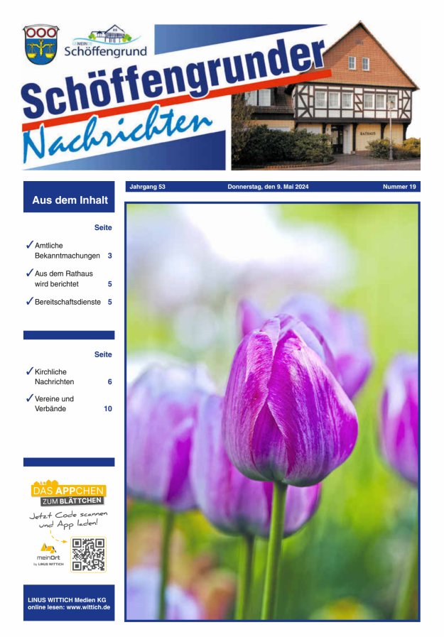 Schöffengrunder Nachrichten Titelblatt 19/2024