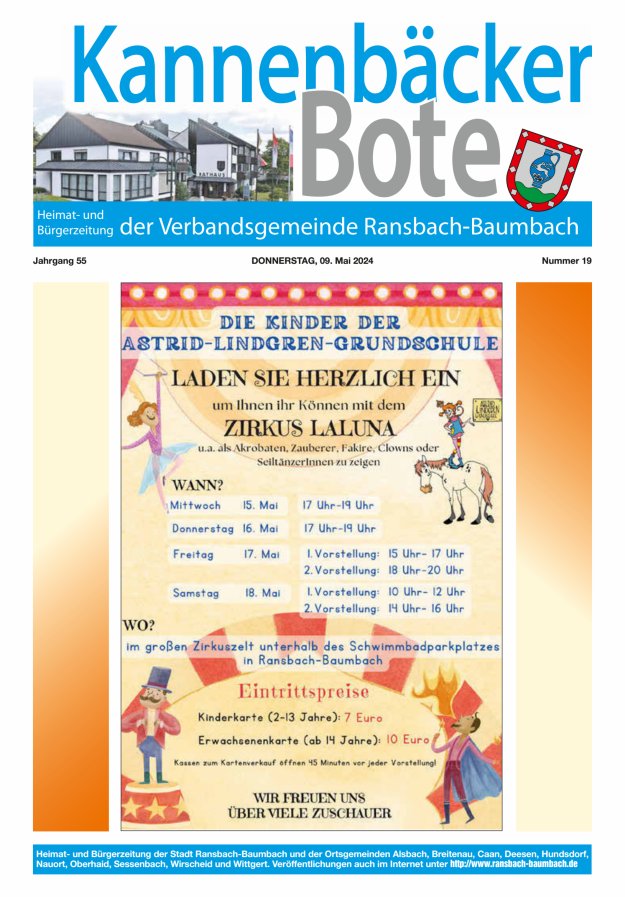 Kannenbäcker-Bote der Verbandsgemeinde Ransbach-Baumbach Titelblatt 19/2024