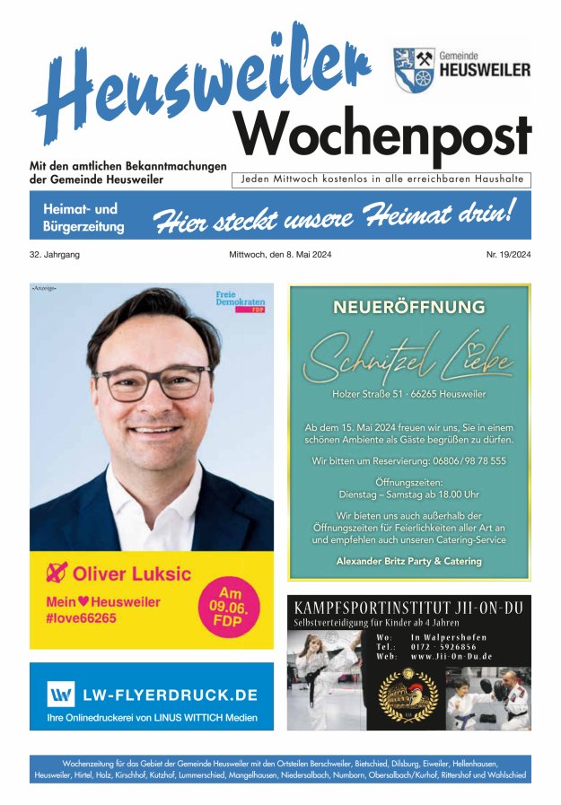 Heusweiler Wochenpost Titelblatt 19/2024