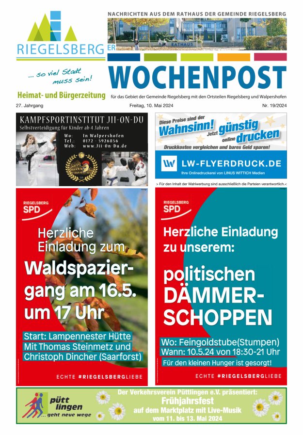 Riegelsberger Wochenpost Titelblatt 19/2024