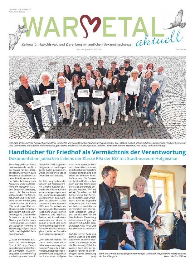Warmetal aktuell (Habichtswald + Zierenberg) Titelblatt 19/2024