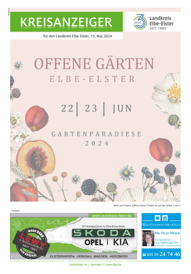 Kreisanzeiger für den Landkreis Elbe-Elster Titelblatt 05/2024