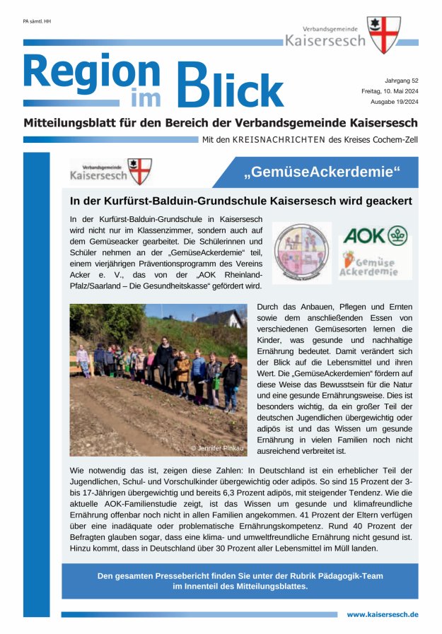Region im Blick VG Kaisersesch Titelblatt 19/2024