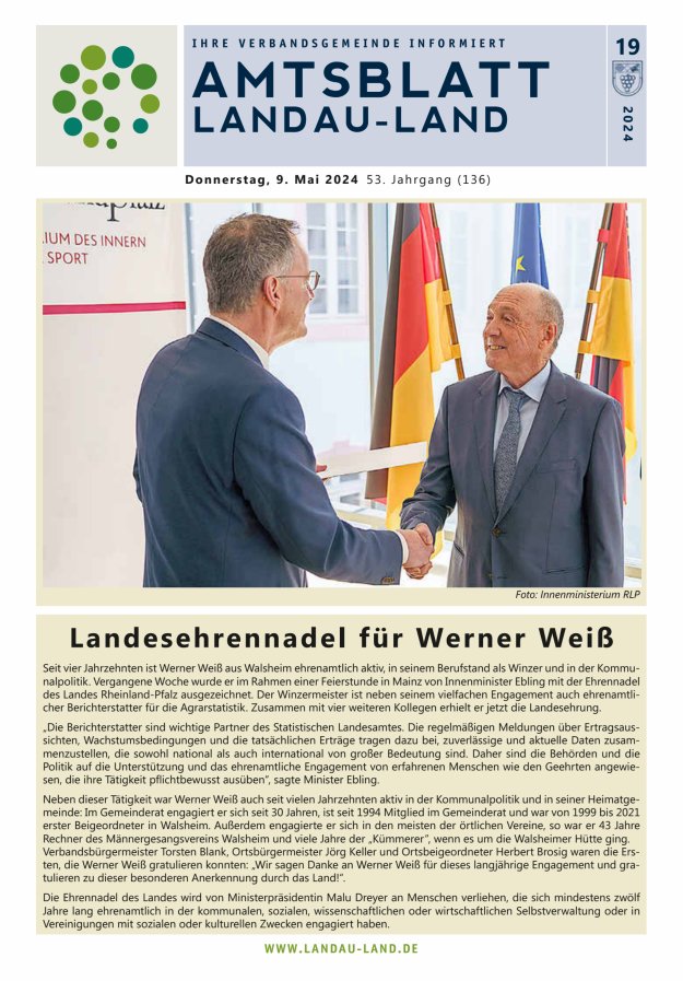 Amtsblatt VG Landau-Land Titelblatt 19/2024