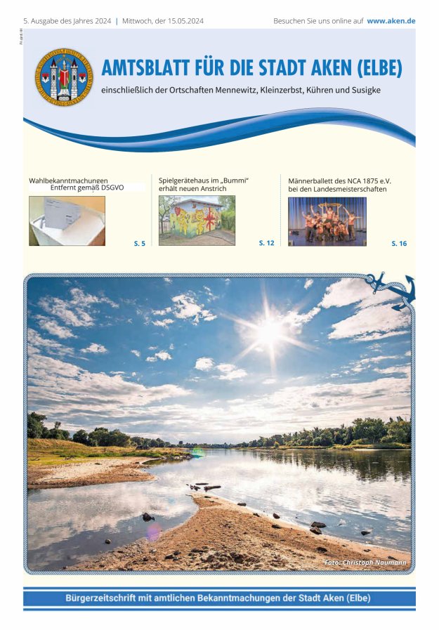 Amtsblatt der Stadt Aken (Elbe) Titelblatt 05/2024