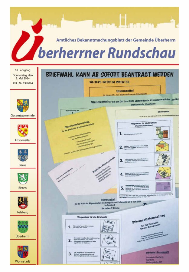 Überherrner Rundschau Titelblatt 19/2024