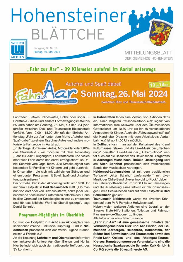 Hohensteiner Blättche Titelblatt 19/2024