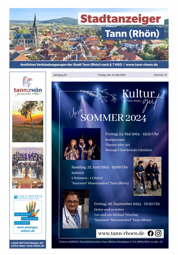 Stadtanzeiger Tann (Rhön) Titelblatt 19/2024