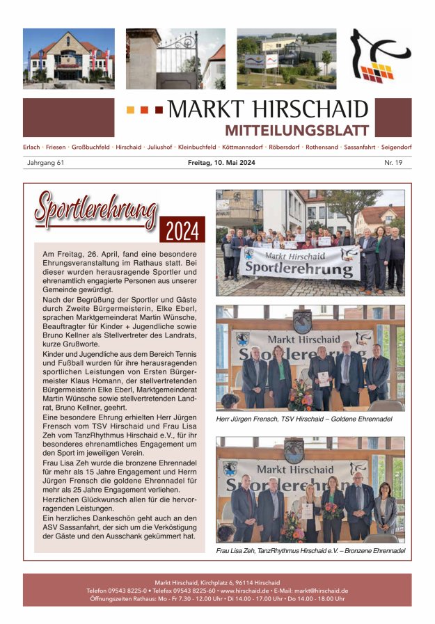 Mitteilungsblatt Markt Hirschaid Titelblatt 19/2024