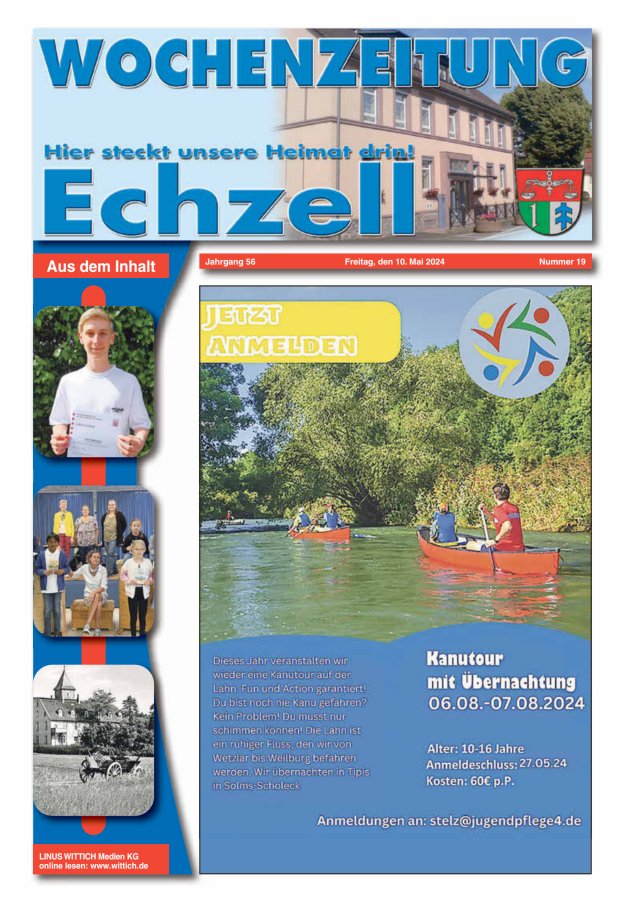 Wochenzeitung für die Gemeinde Echzell Titelblatt 19/2024