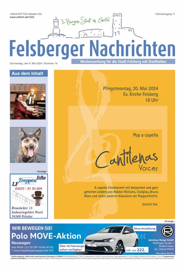 Felsberger Nachrichten Titelblatt 19/2024