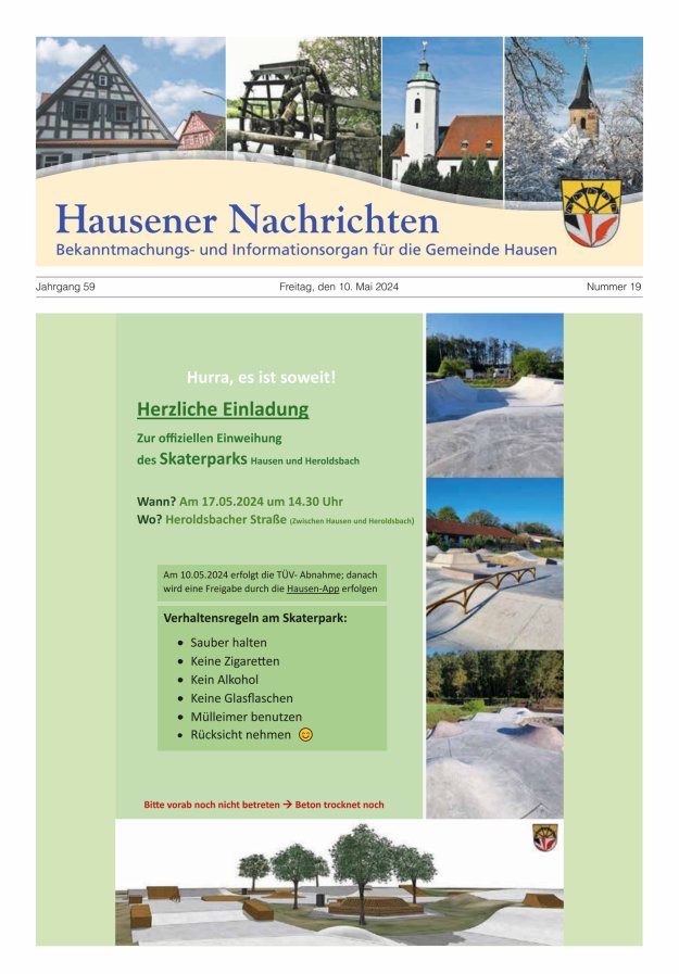 Hausener Nachrichten Titelblatt 19/2024