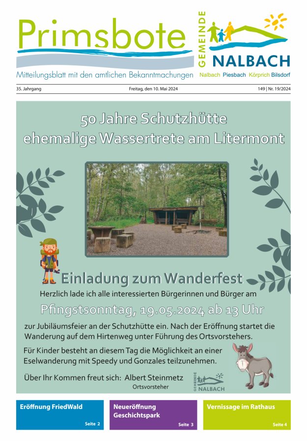 Primsbote Gemeinde Nalbach Titelblatt 19/2024