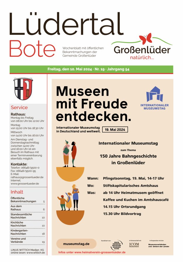 Wochenblatt mit öffentlichen Bekanntmachungen der Gemeinde Großenlüder Titelblatt 19/2024