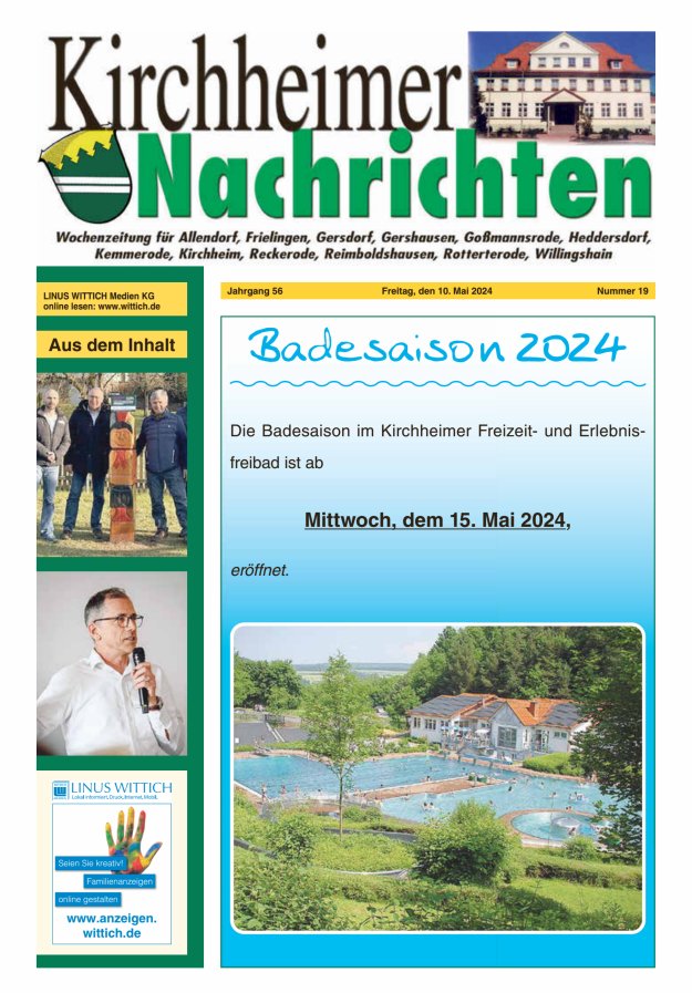 Kirchheimer Nachrichten Titelblatt 19/2024
