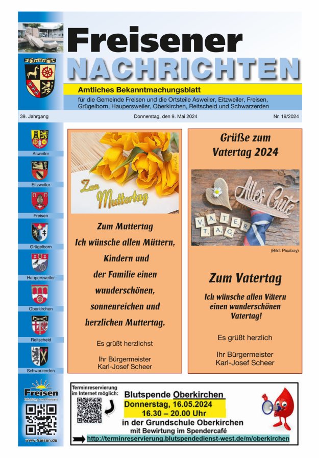 Freisener Nachrichten Titelblatt 19/2024