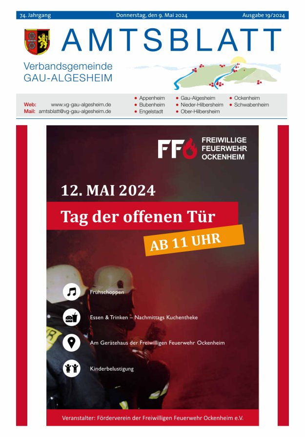 Amtsblatt der VG Gau-Algesheim Titelblatt 19/2024