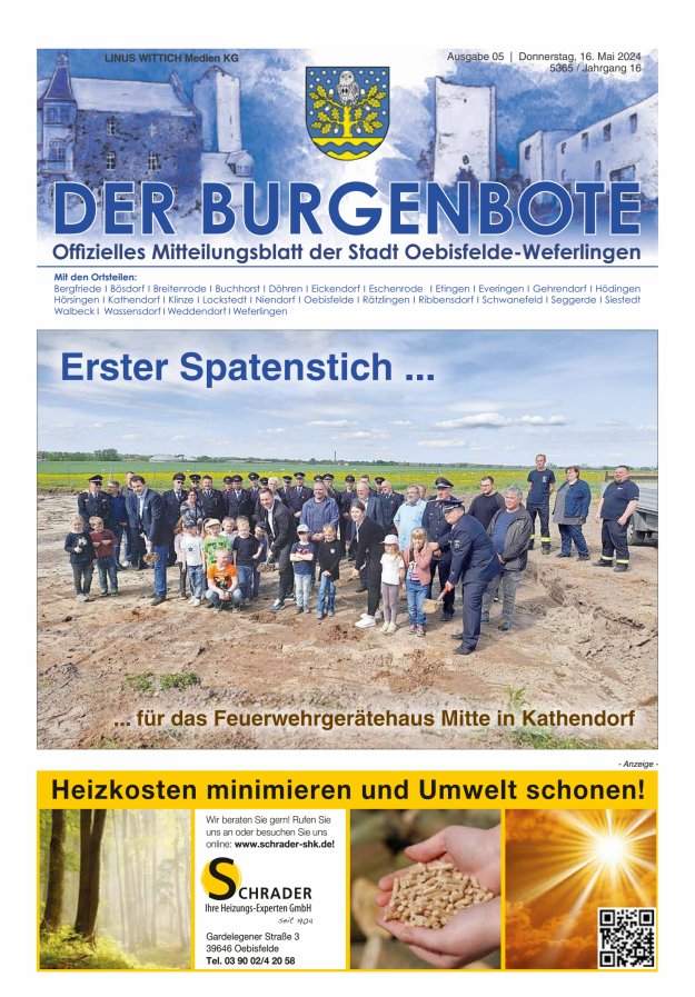 Mitteilungsblatt der Einheitsgemeinde Stadt Oebisfelde-Weferlingen Titelblatt 05/2024