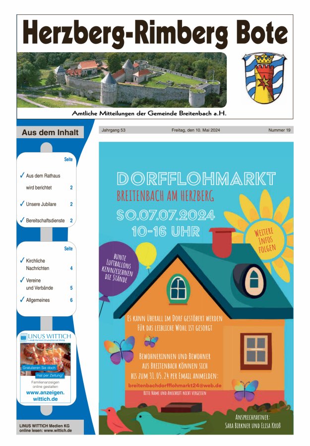 Herzberg-Rimberg Bote Titelblatt 19/2024