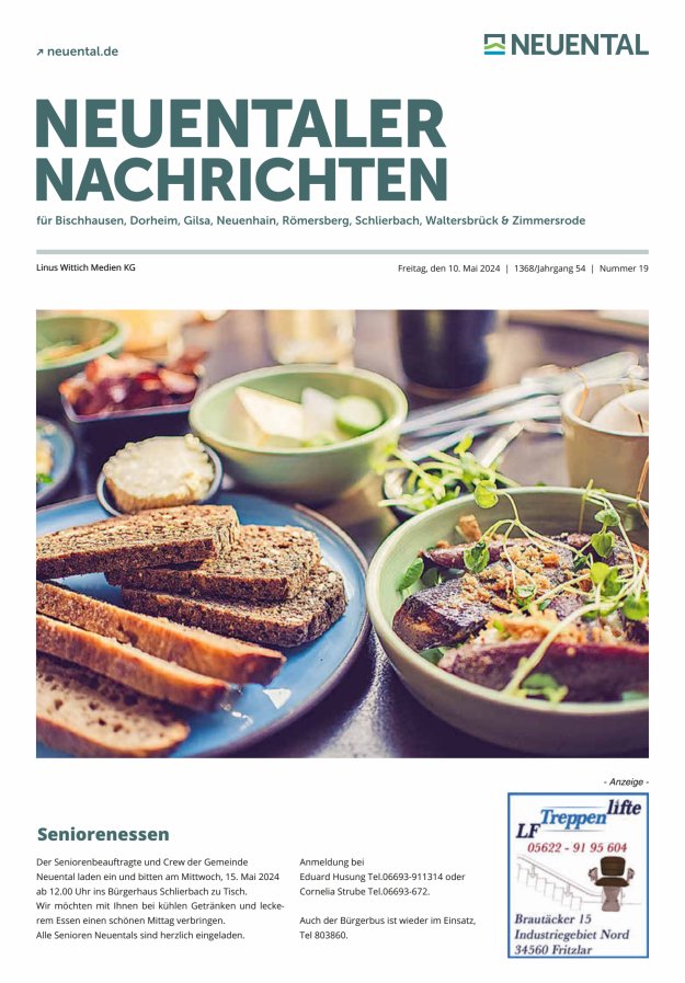 Neuentaler Nachrichten Titelblatt 19/2024
