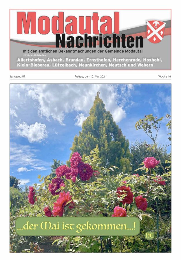 Modautal-Nachrichten Titelblatt 19/2024