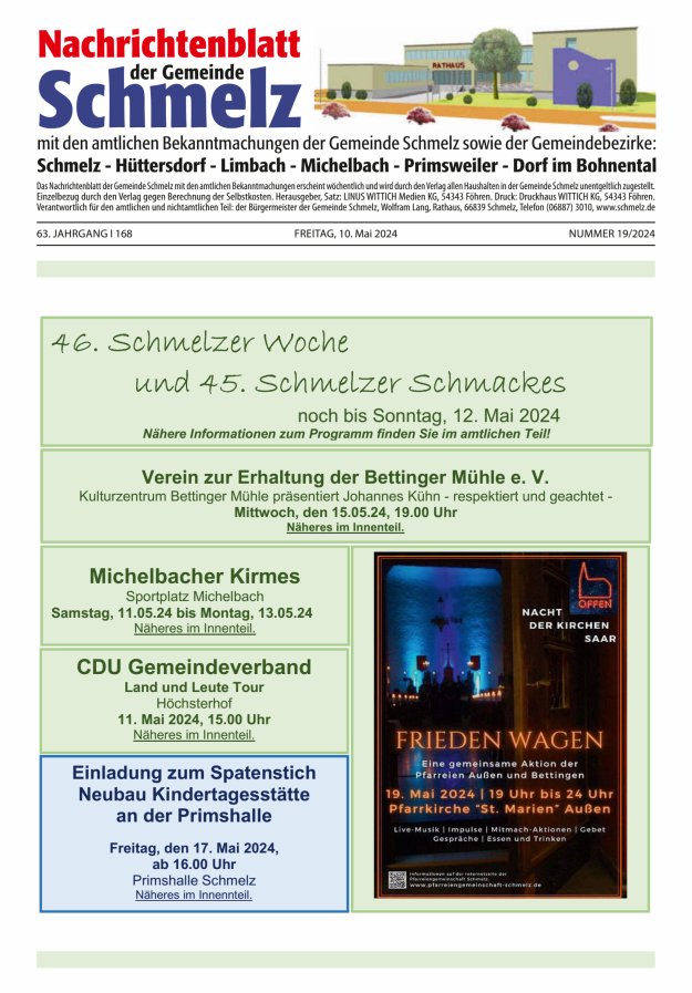Nachrichtenblatt Schmelz Titelblatt 19/2024