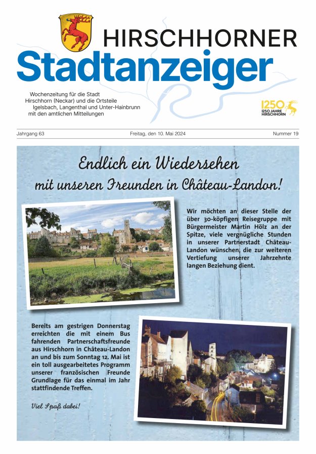Hirschhorner Stadtanzeiger Titelblatt 19/2024