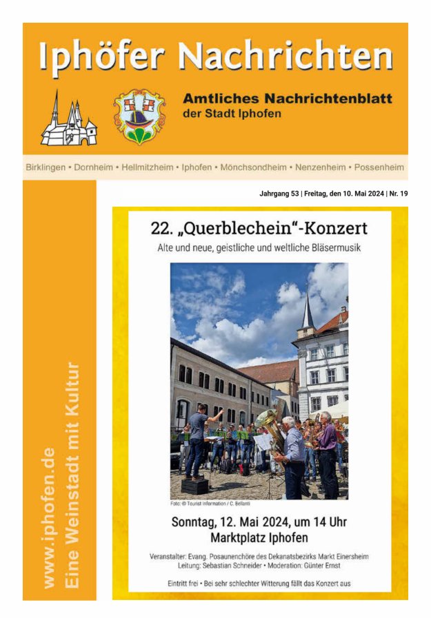 Iphöfer Nachrichten Titelblatt 19/2024