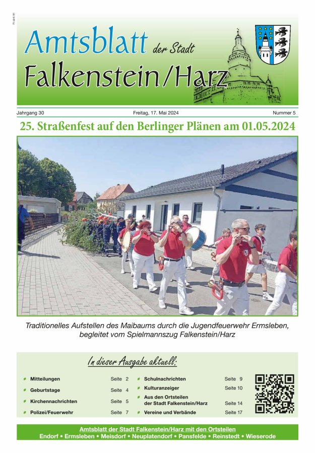 Amtsblatt der Stadt Falkenstein/Harz Titelblatt 05/2024