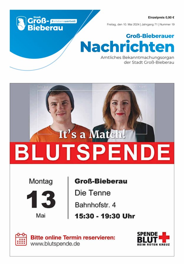 Groß-Bieberauer Nachrichten Titelblatt 19/2024