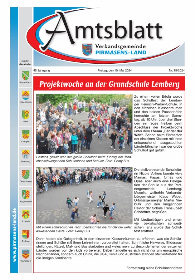 Amtsblatt VG Pirmasens-Land Titelblatt 19/2024