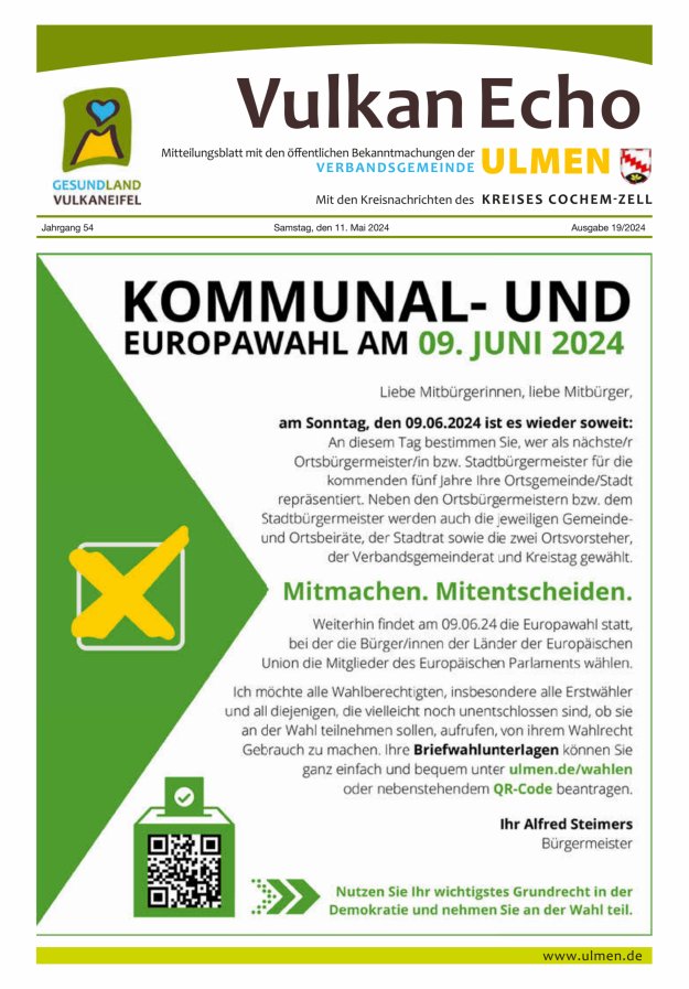 Vulkan Echo VG Ulmen Titelblatt 19/2024