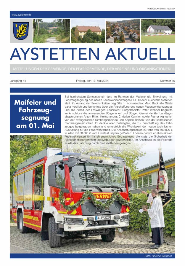 Aystetten Aktuell Wir über uns Titelblatt 10/2024