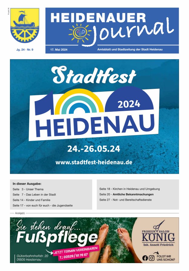 Heidenauer Journal - Amtsblatt und Stadtzeitung der Stadt Heidenau Titelblatt 09/2024