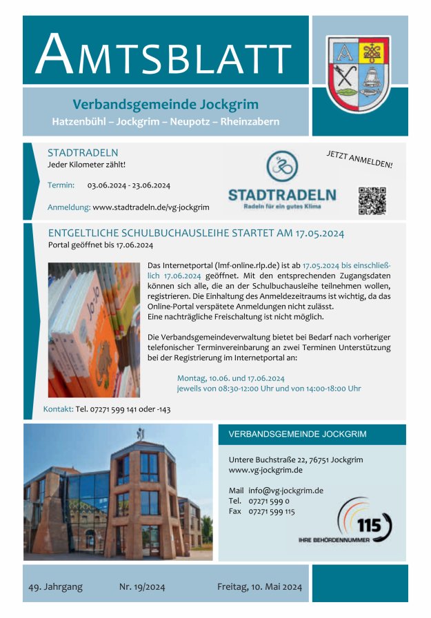Amtsblatt VG Jockgrim Titelblatt 19/2024