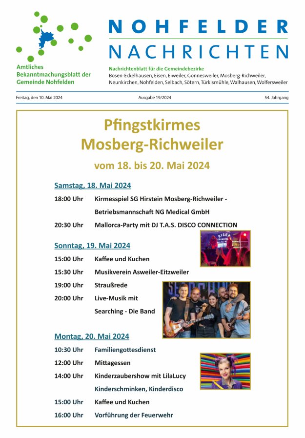 Nohfelder Nachrichten Titelblatt 19/2024