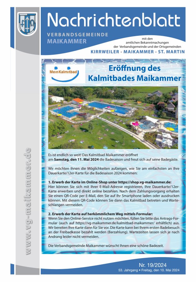 Nachrichtenblatt VG Maikammer Titelblatt 19/2024