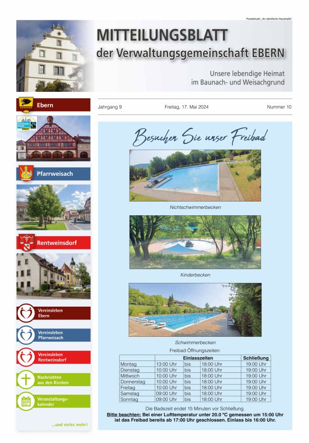 Mitteilungsblatt der Verwaltungsgemeinschaft Ebern Titelblatt 10/2024