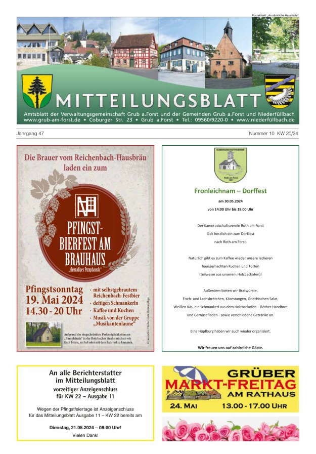 Amts- und Mitteilungsblatt der VGem Grub a.Forst Titelblatt 10/2024