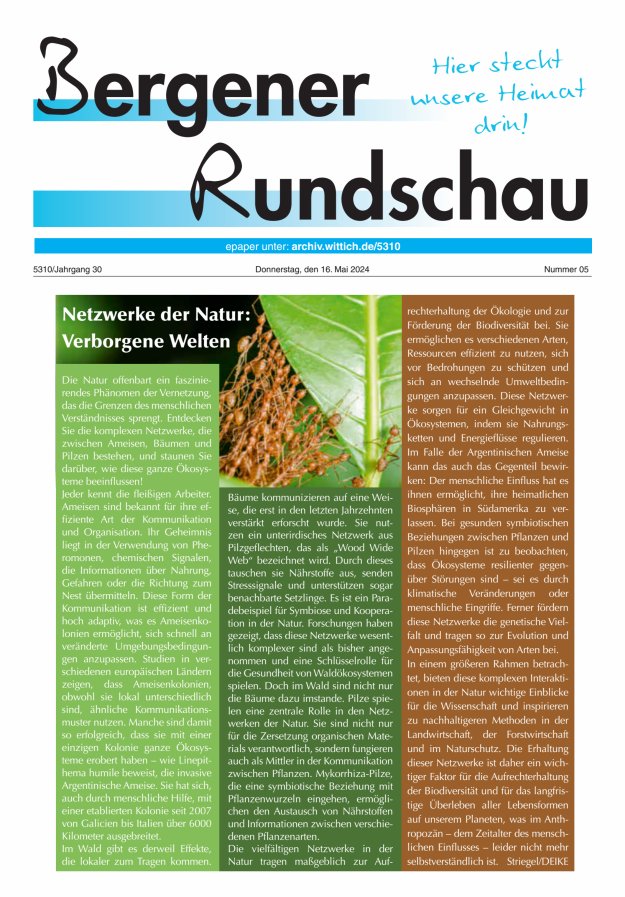 Bergener Rundschau Titelblatt 05/2024