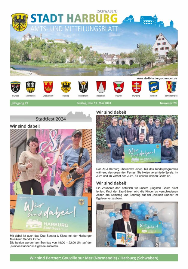 Amts- und Mitteilungsblatt der Stadt Harburg Titelblatt 20/2024