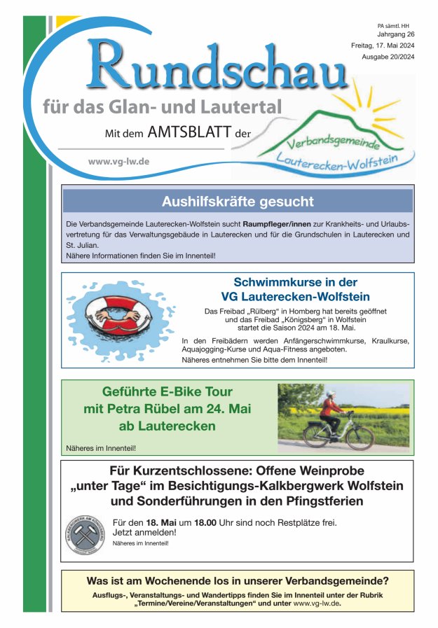 Rundschau für das Glan- und Lautertal Titelblatt 20/2024
