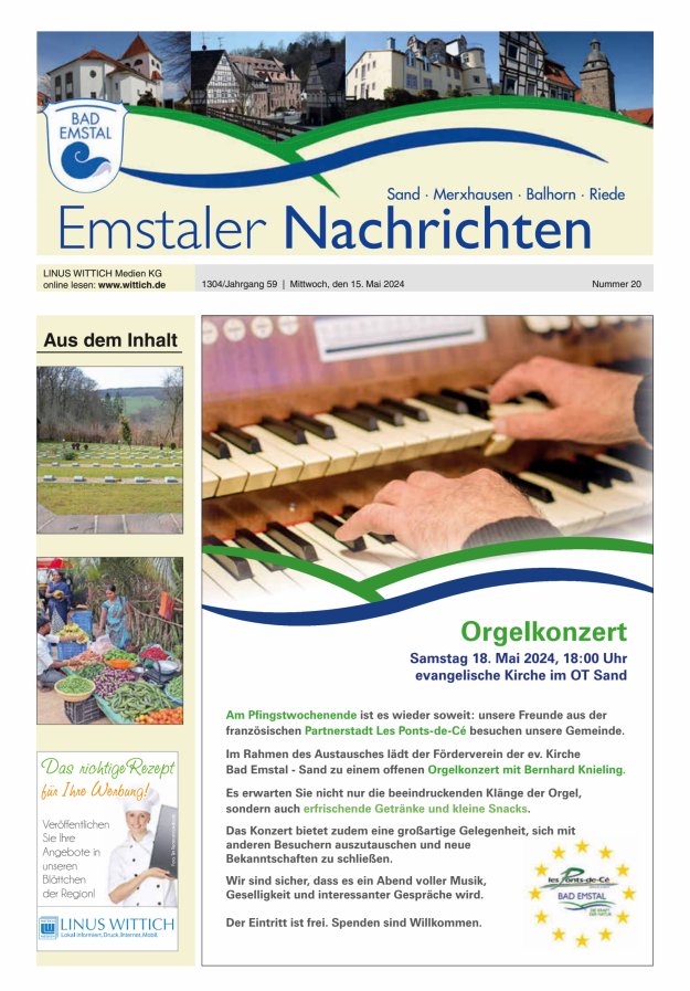 Emstaler Nachrichten Titelblatt 20/2024