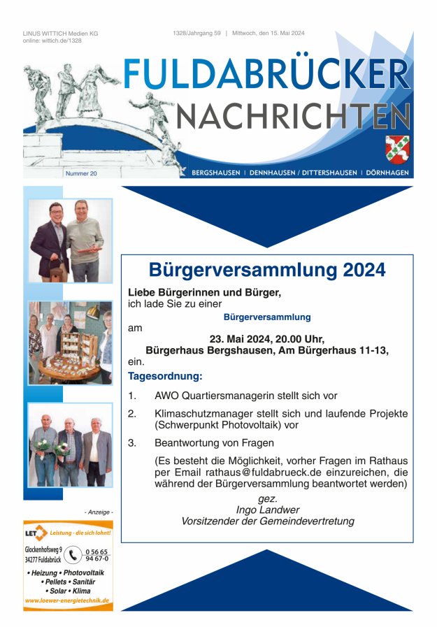Fuldabrücker Nachrichten Titelblatt 20/2024