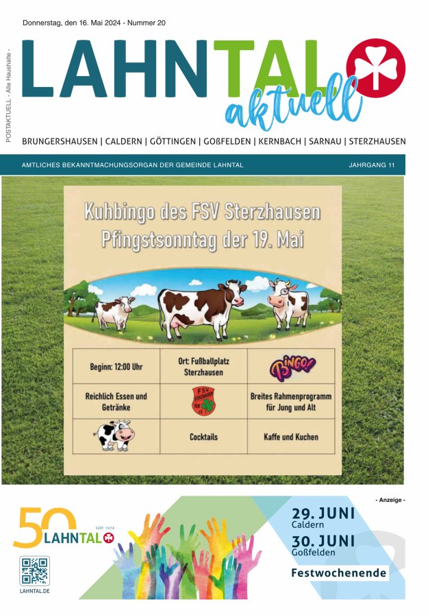 Amtliches Bekanntmachungsorgan der Gemeinde Lahntal Titelblatt 20/2024