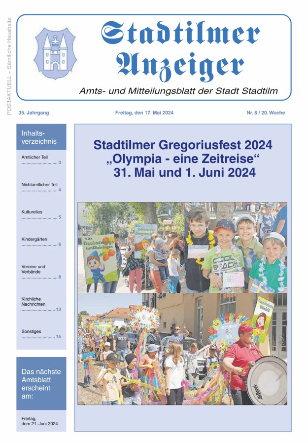 Stadtilmer Anzeiger Titelblatt 06/2024