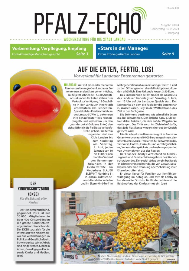Pfalz-Echo Titelblatt 20/2024