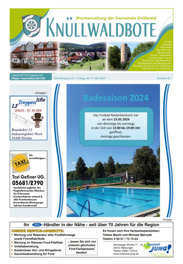Knüllwaldbote Titelblatt 20/2024