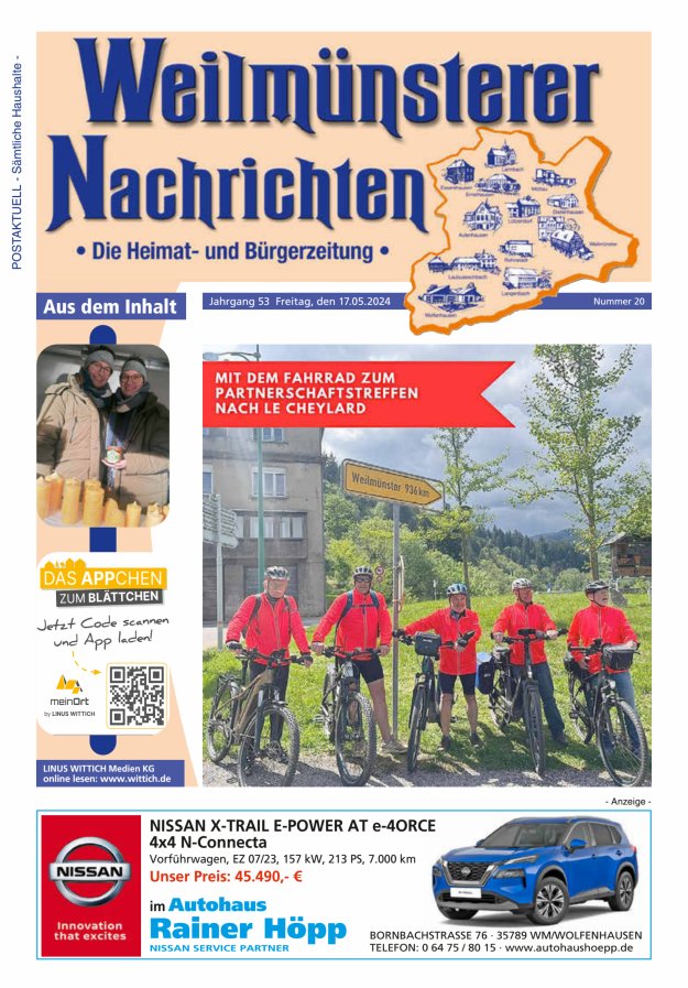 Weilmünsterer Nachrichten Titelblatt 20/2024